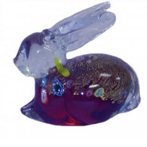 Multi Color Laying Down Bunny Glass Figurine