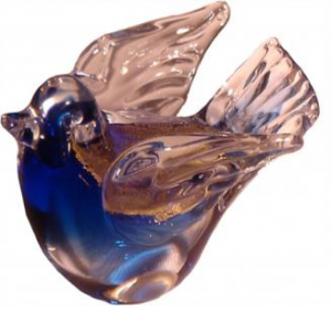 Blue And Gold Glass Dove Figurine