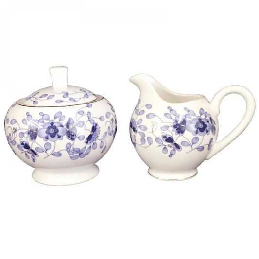 Blue Flora Cream & Sugar Set