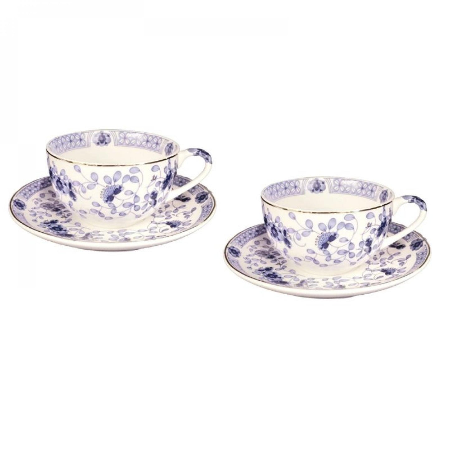 Set Of 2 Blue Flora Cup & Saucer