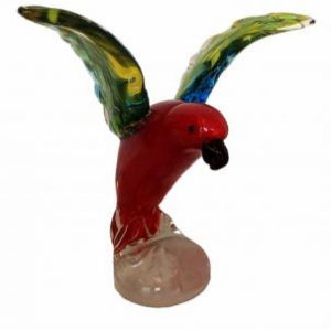 Multi Colored Wings Up Bird On Clear Base Figurine