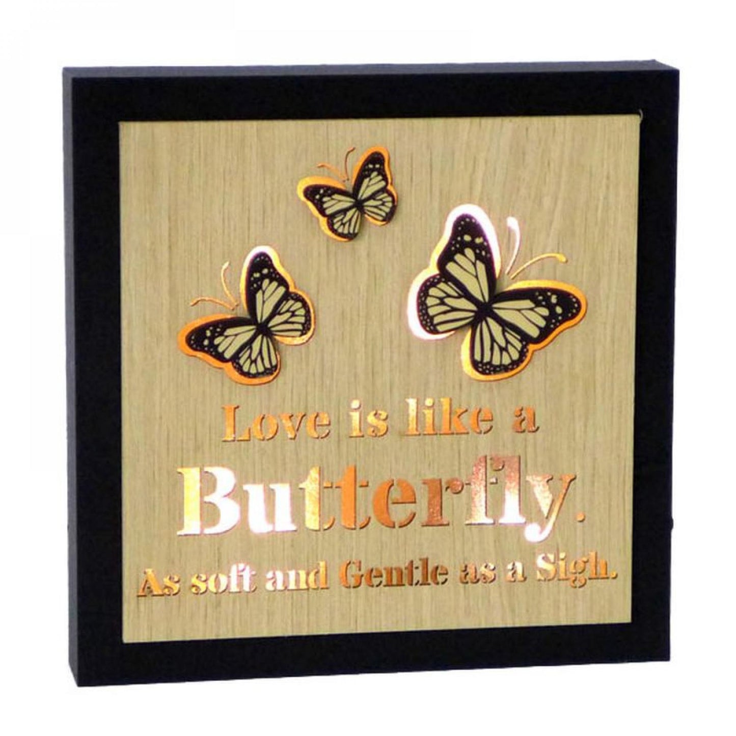 Led Lit With Butterflies And Text- Love Is Like A Butterfly Plaque