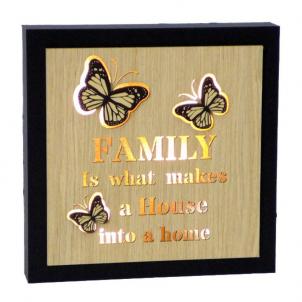 Led Lit With Butterflies And Text- Family Plaque