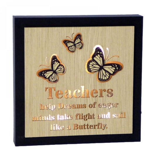 Led Lit With Butterflies And Text- Teacher Plaque