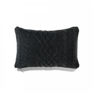 Lumbar Dark Heather Gray Chunky Cable Knit With Feather Down Insert Pillow