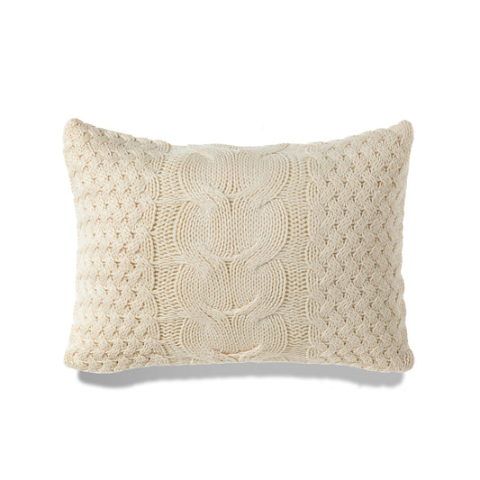 Ivory Chunky Cable Knit Lumbar With Feather Down Insert Pillow