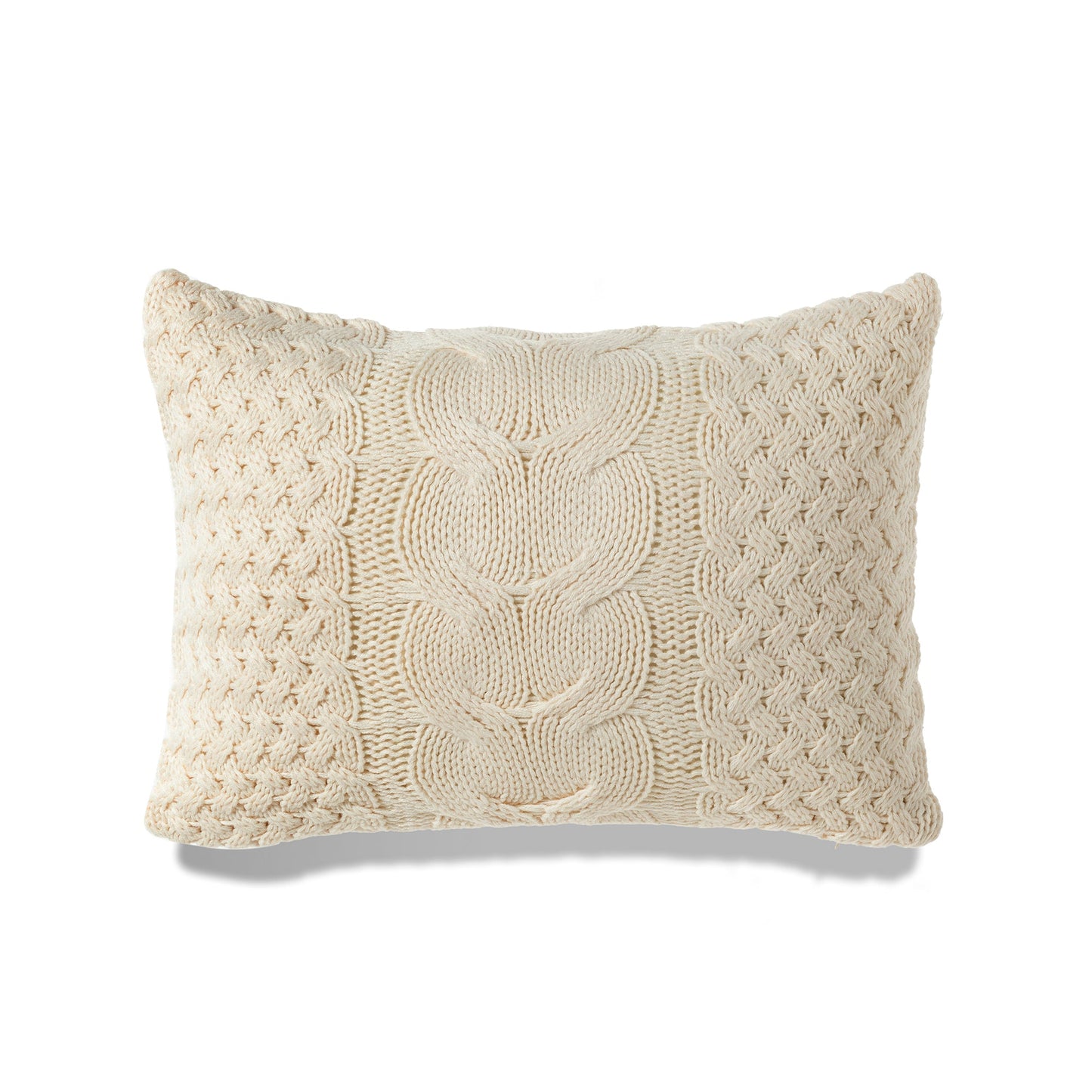 Ivory Chunky Cable Knit With Feather Down Insert Pillow