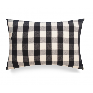 Black And White Buffalo Check With Feather Down Insert Pillow