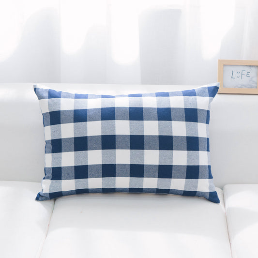 Indigo And White Buffalo Check With Feather Down Insert Pillow