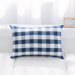 Indigo And White Buffalo Check With Feather Down Insert Pillow