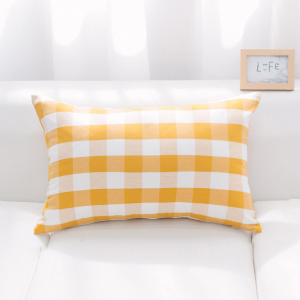 Yellow And White Buffalo Check Lumbar With Feather Down Insert Pillow