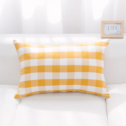 Yellow And White Buffalo Check With Feather Down Insert Pillow