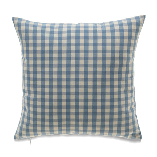 Blue And White Check With Feather Down Insert Pillow