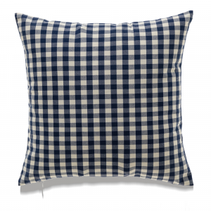 Navy Blue And White Check With Feather Down Insert Pillow