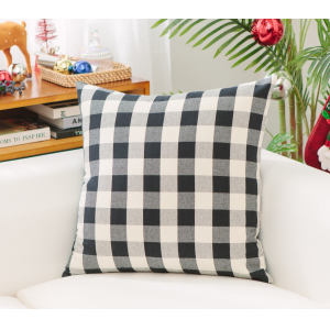 Black And White Checks With Feather Down Insert Pillow