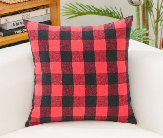 Black And Red Buffalo Checks With Feather Down Insert Pillow