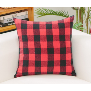 Black And Red Buffalo Checks With Feather Down Insert Pillow