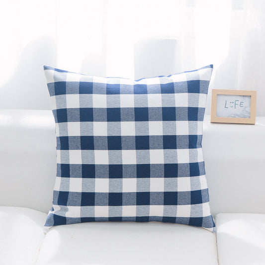 Indigo And White Buffalo Check With Feather Down Insert Pillow