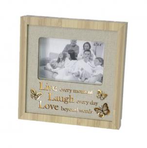 Butterflies With Text On Cloth Back Lighted- Live Love Laugh Photo Frame