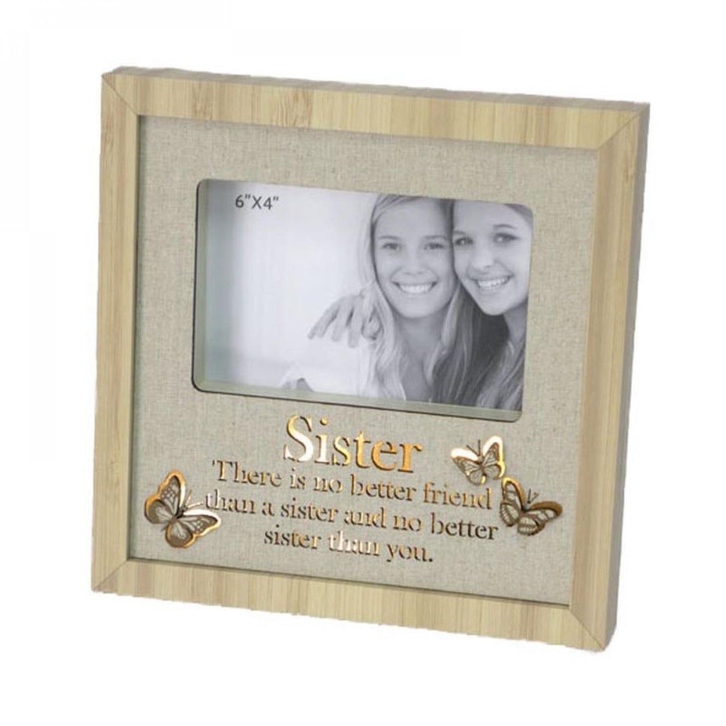 Butterflies With Text On Cloth Back Lighted- Sister Photo Frame