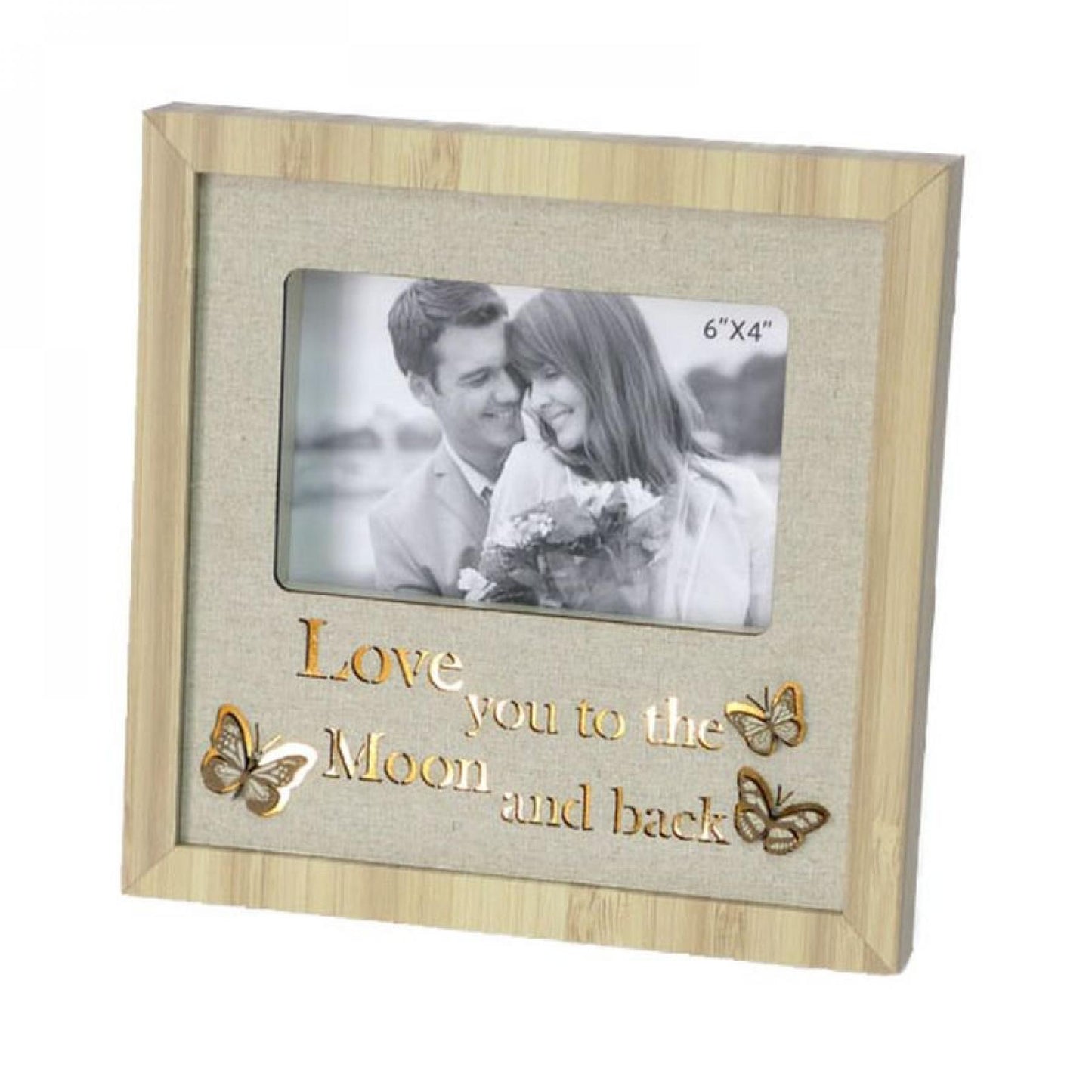 Butterflies With Text On Cloth Back Lighted- Moon And Back Photo Frame