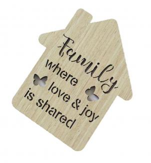 Set Of 6 Butterfly Kisses-Family Where Love & Joy Is Shared House Shaped Coasters