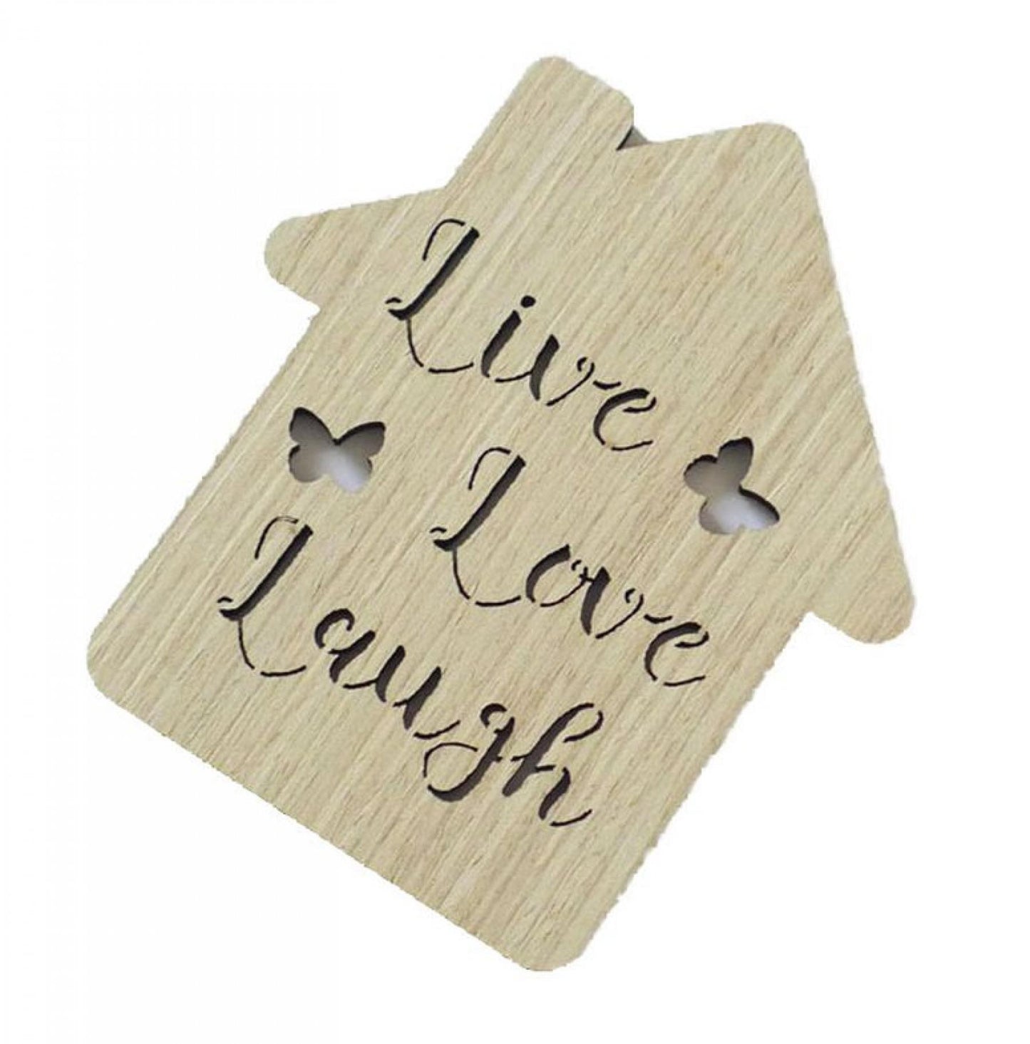 Set Of 6 Butterfly Kisses : Live Love Laugh House Shaped Coasters