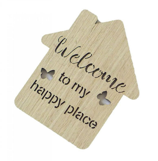 Set Of 6 Butterfly Kisses-Welcome To My Happy Place House Shaped Coasters