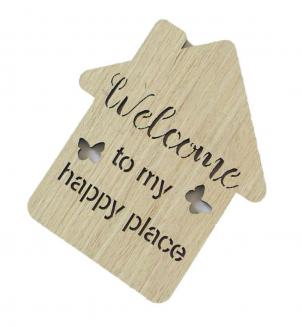 Set Of 6 Butterfly Kisses-Welcome To My Happy Place House Shaped Coasters