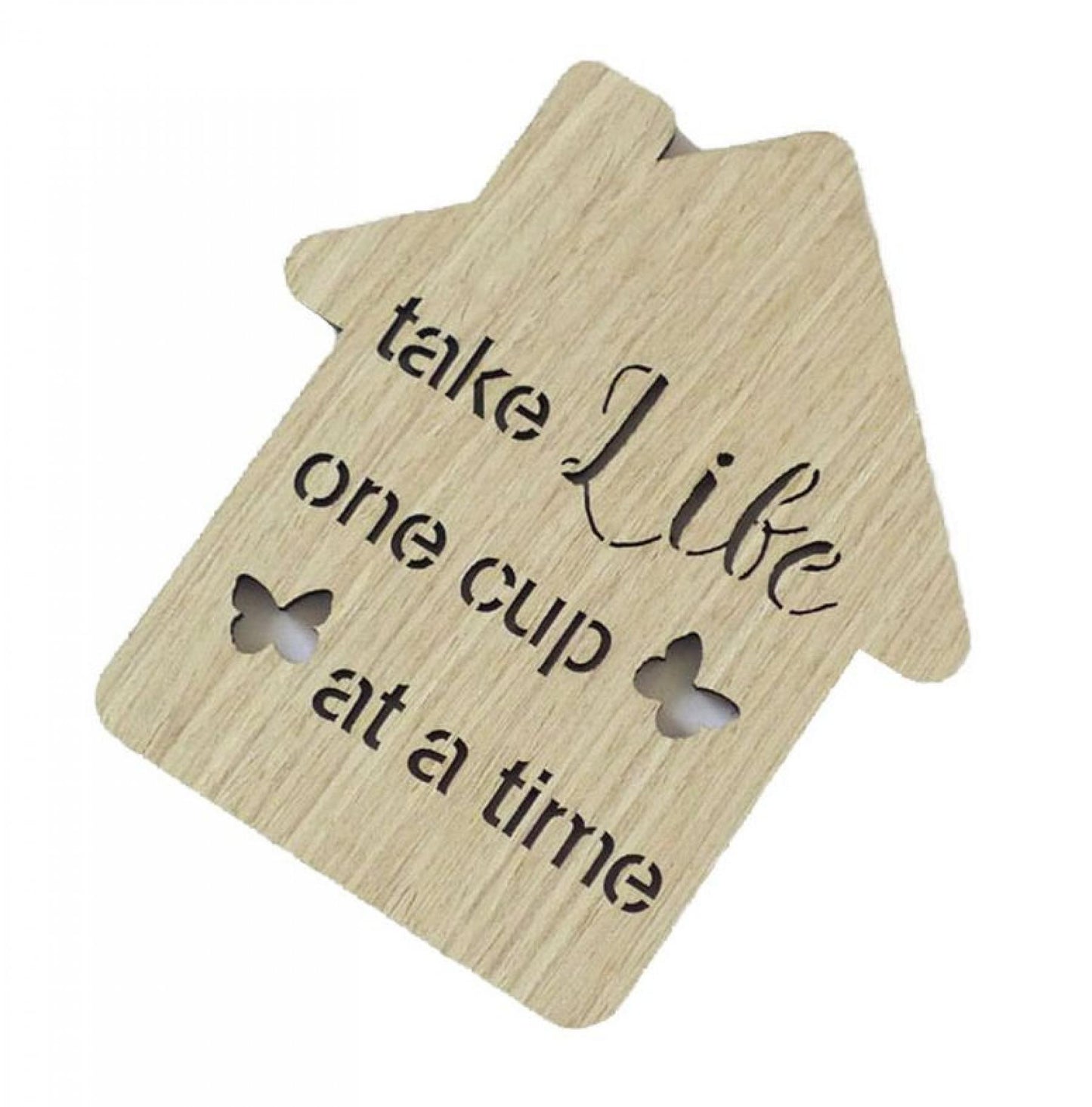 Set Of 6 Butterfly Kisses-Take Life One Cup At A Time House Shaped Coasters