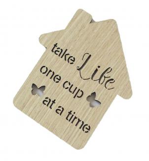 Set Of 6 Butterfly Kisses-Take Life One Cup At A Time House Shaped Coasters