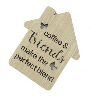 Set Of 6 Butterfly Kisses-Coffee & Friends Make The Perfect Blend House Shaped Coasters