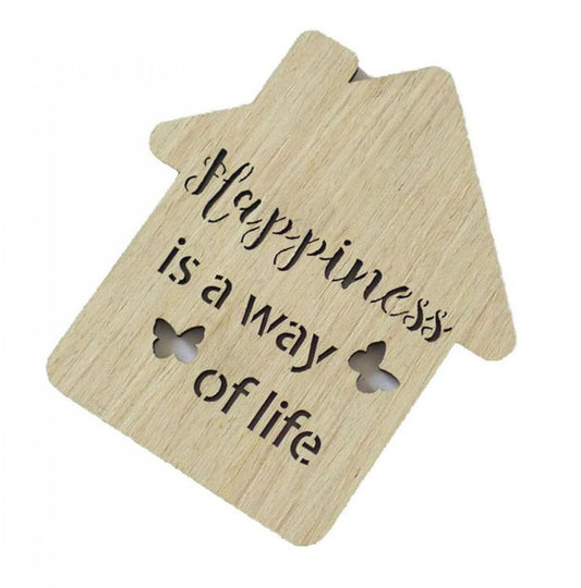 Set Of 6 Butterfly Kisses-Happiness Is A Way Of Life House Shaped Coasters