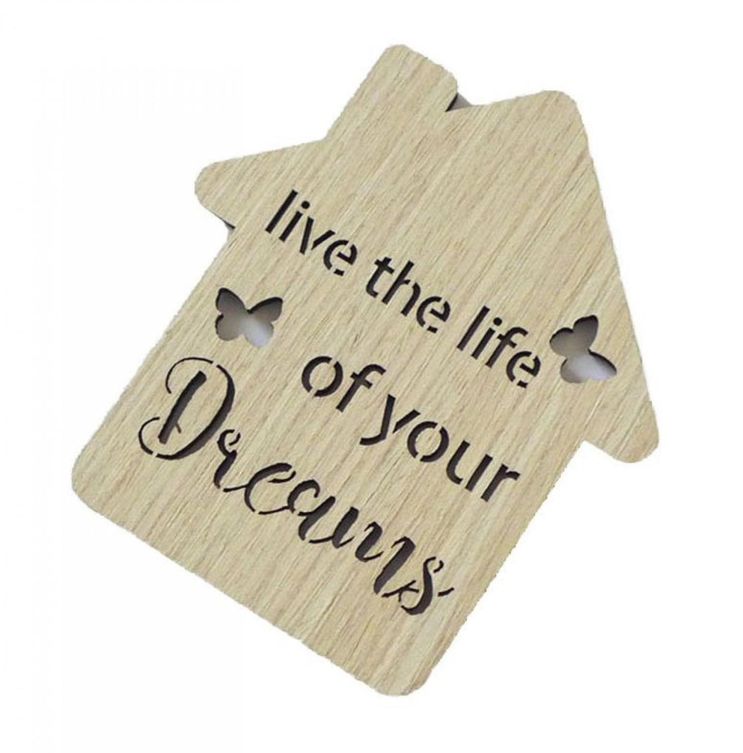 Set Of 6 Butterfly Kisses -Live The Life Of Your Dreams House Shaped Coasters