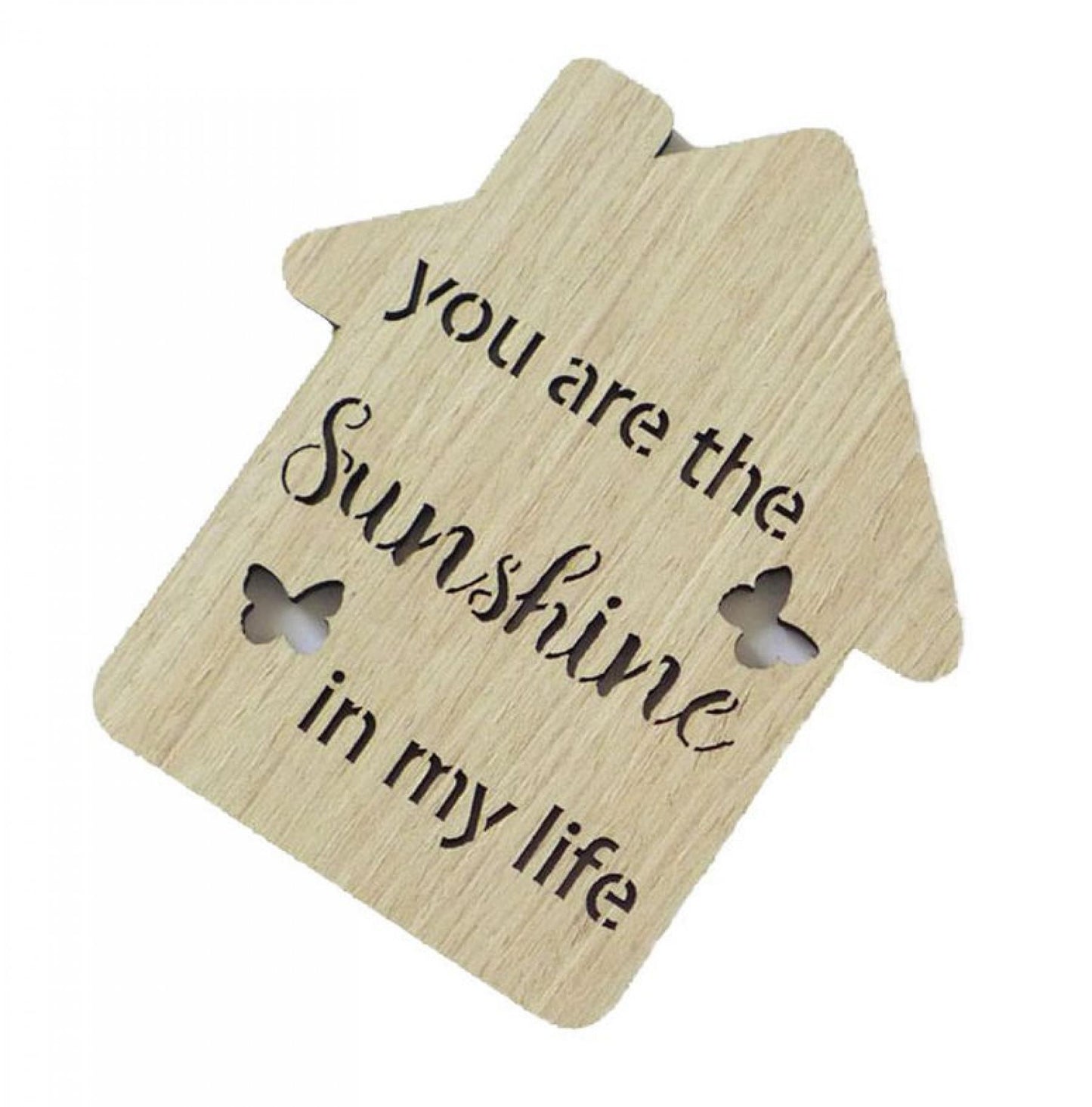 Set Of 6 Butterfly Kisses-You Are The Sunshine In My Life House Shaped Coasters