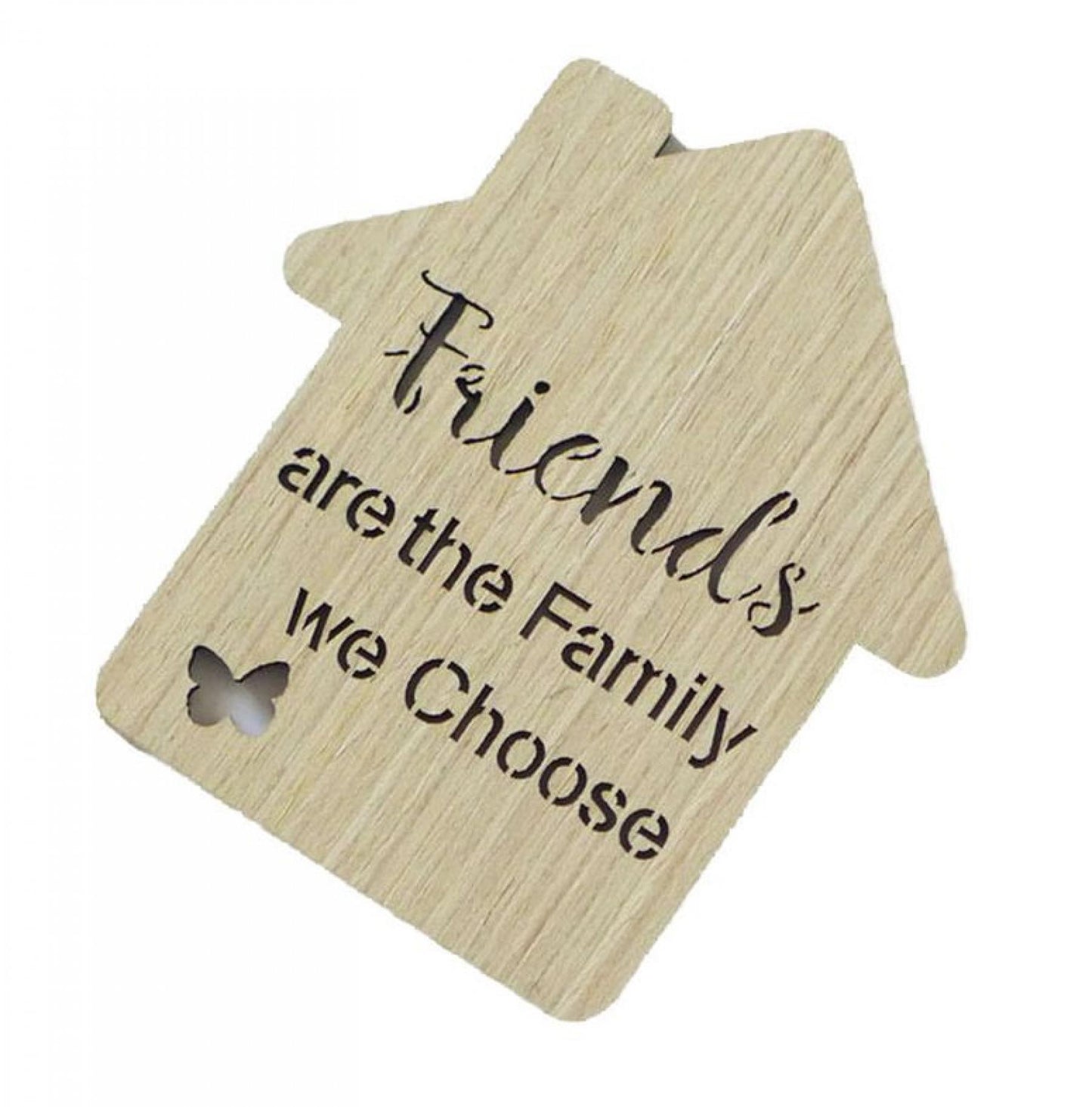 Set Of 6 Butterfly Kisses-Friends Are The Family We Choose House Shaped Coasters