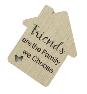 Set Of 6 Butterfly Kisses-Friends Are The Family We Choose House Shaped Coasters