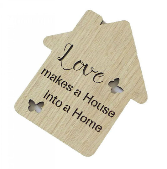 Set Of 6 Butterfly Kisses -Love Makes A House Into A Home House Shaped Coasters