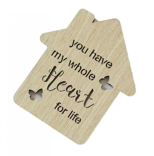 Set Of 6 Butterfly Kisses-You Have My Whole Heart For Life House Shaped Coasters