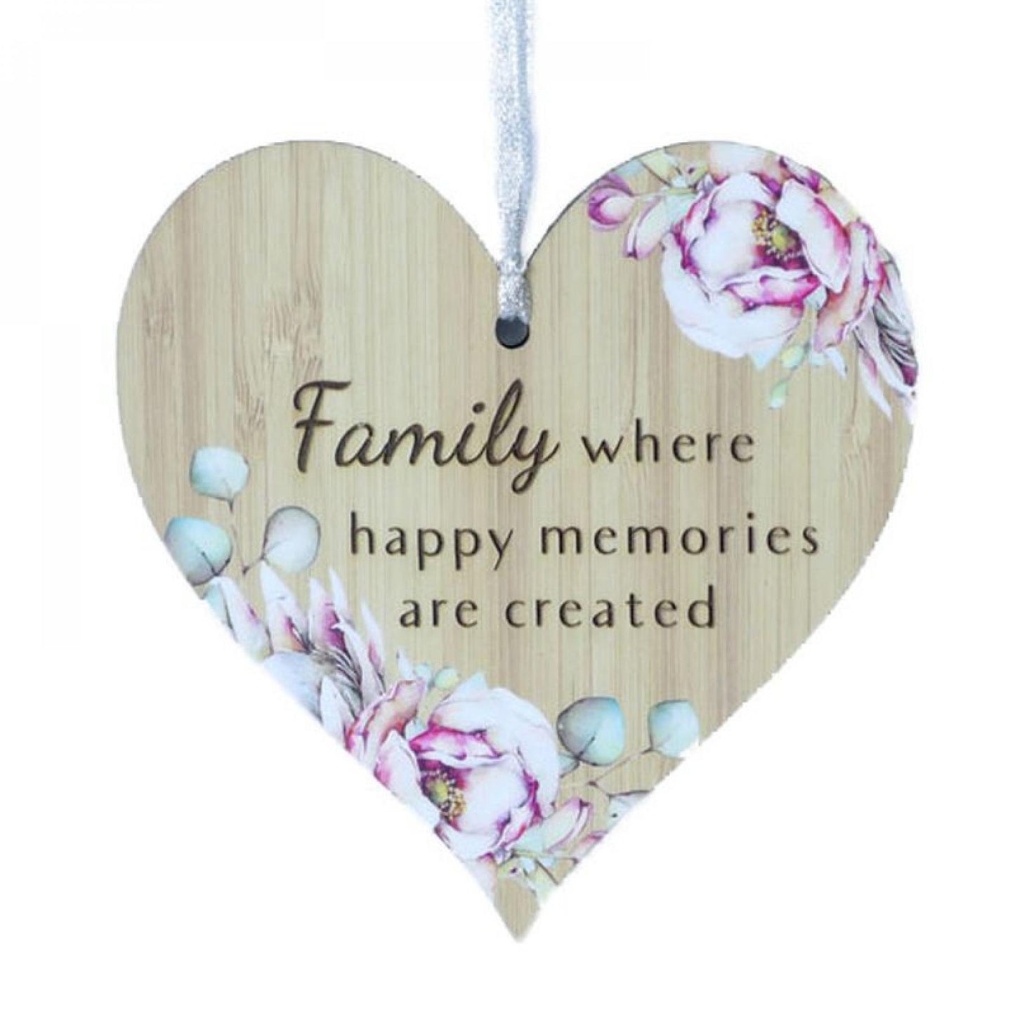 Floral Pattern Heart Shaped- Family Where Happy Memories Are Created Ornaments