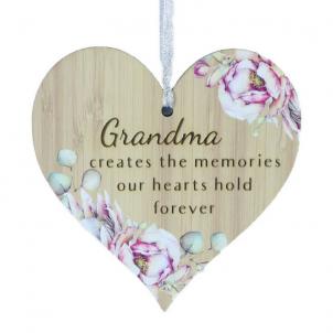 Floral Pattern Heart Shaped- Grandma With Text Ornaments