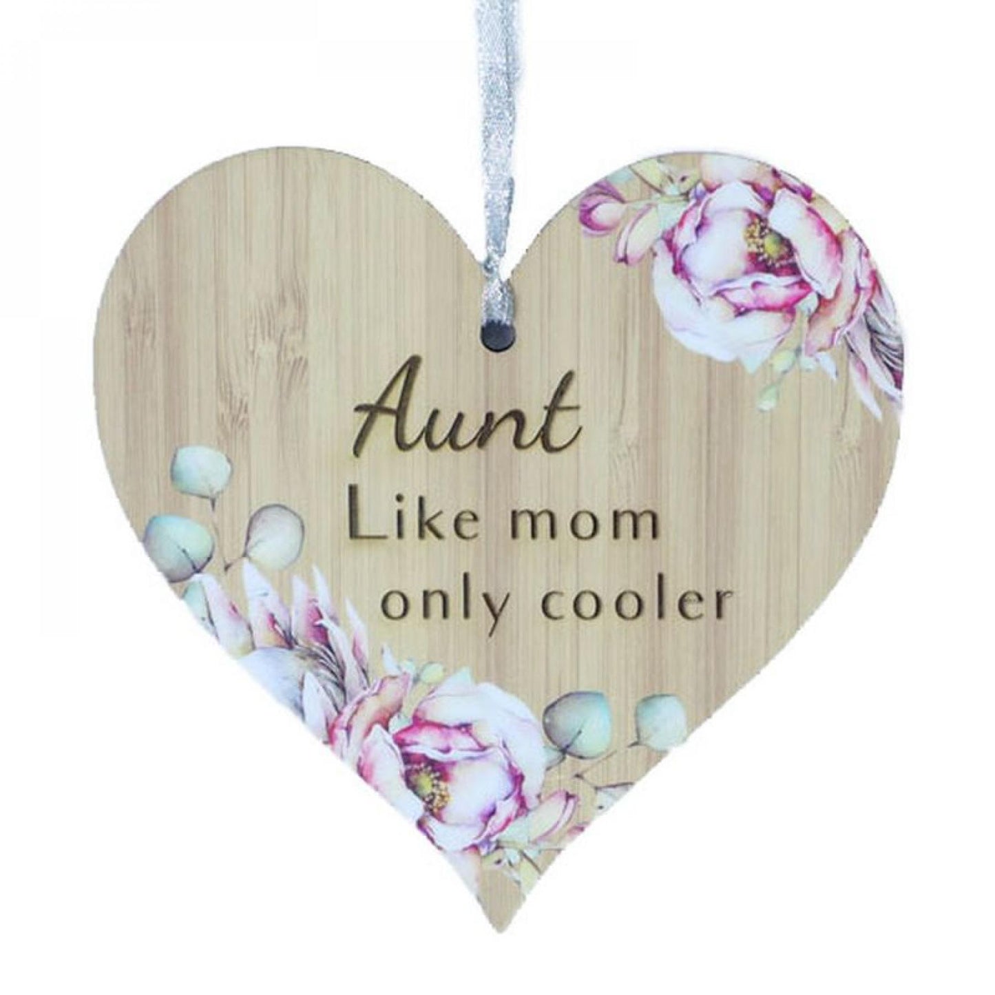 Floral Pattern Heart Shaped- Aunt Like Mom Only Cooler Ornaments