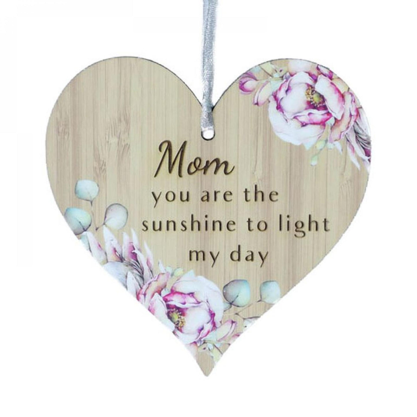 Floral Pattern Heart Shaped- Mom You Are The Sunshine To Light My Day Ornaments