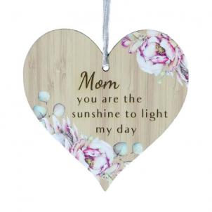 Floral Pattern Heart Shaped- Mom You Are The Sunshine To Light My Day Ornaments