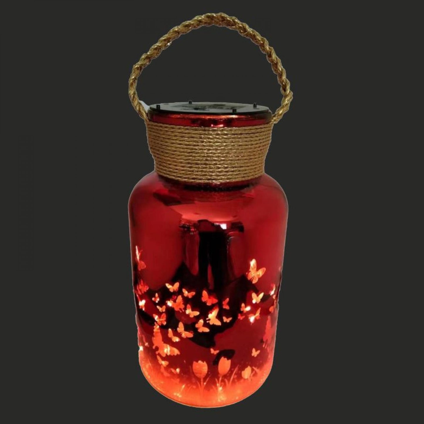 10" Led Lit Garden Pattern Decorative Bottle