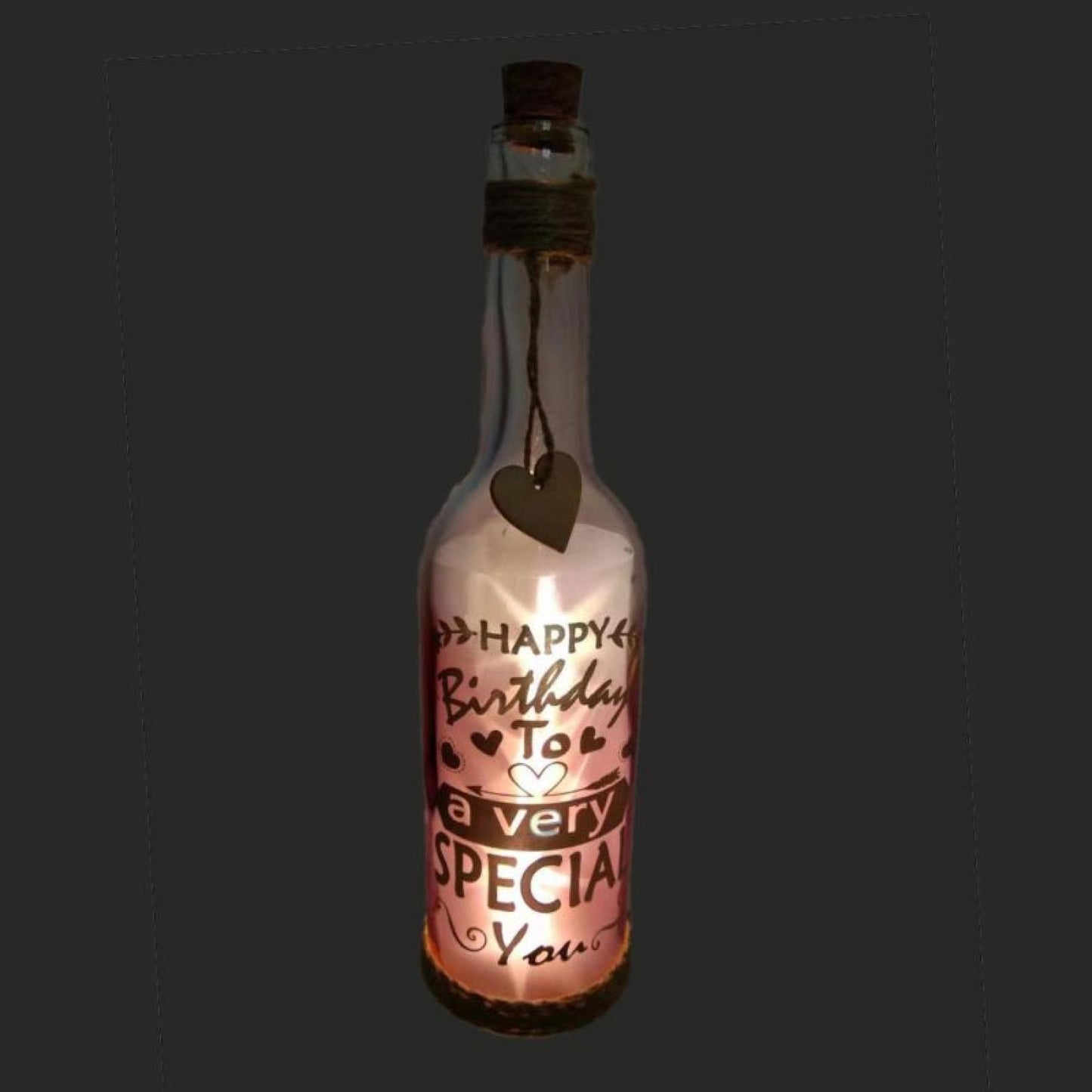 Led With Text Decorative - Happy Birthday Bottle