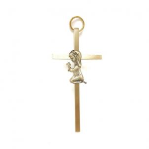 Gold Color Boy In Prayer On A Cross Figurine