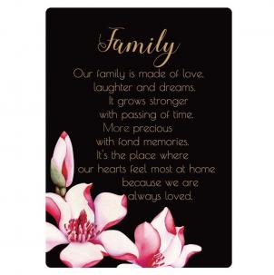 Black With Pink Flowers And Text - Family Plaque