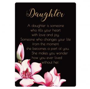 Black With Pink Flowers And Text - Daughter Plaque