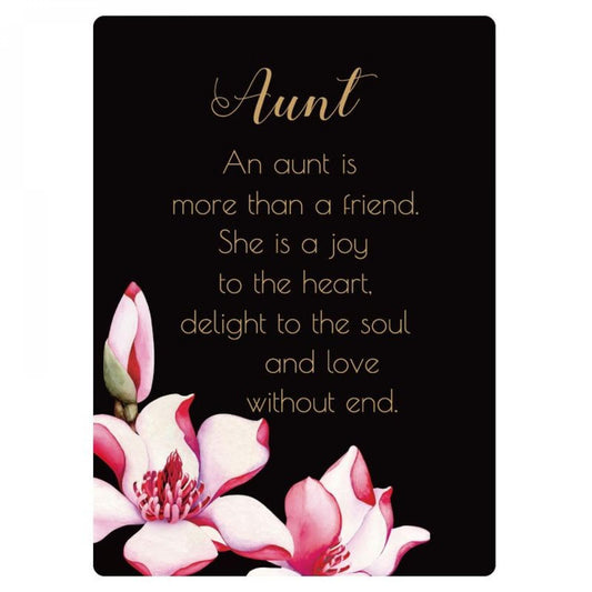 Black With Pink Flowers And Text - Aunt Plaque